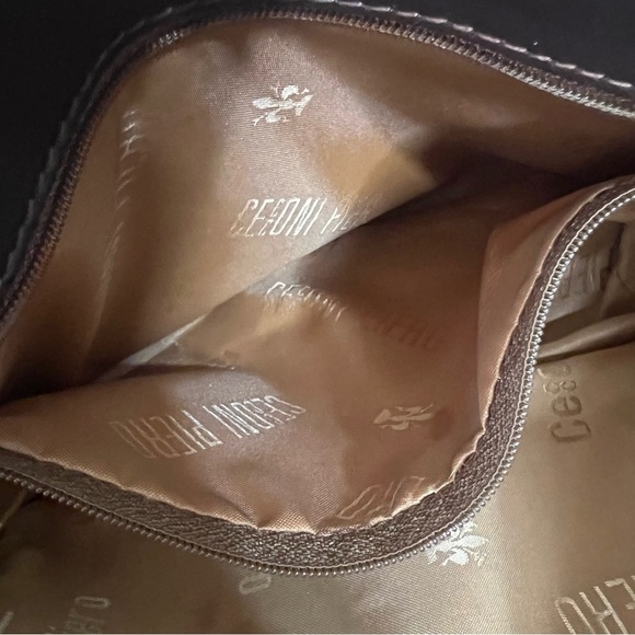 Cecconi Piero Ostritch Leather Made in Italy Olive and Brown Shoulder Bag VTG - Picture 4 of 14